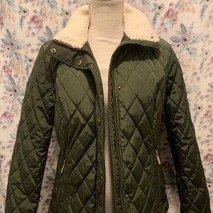 Michael Kors Olive Faux Fur Neck Jacket